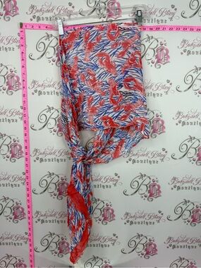 Talbots Red, Blue & White Lobster Print Scarf or wrap skirt